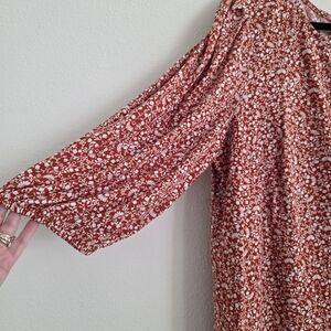 Adrianna Papell Red and White Floral Top